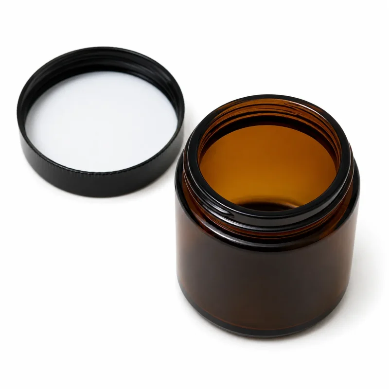 3.3 oz Glass Jar With Lid, Amber