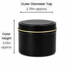 6 oz Candle Tins, Black - Pack of 12 4 6 oz Candle Tins, Black