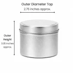 6 oz Candle Tins, Silver - Pack of 12 4 6 oz Candle Tins, Silver