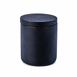6.5 oz Concrete Candle Jar With Lid, Black