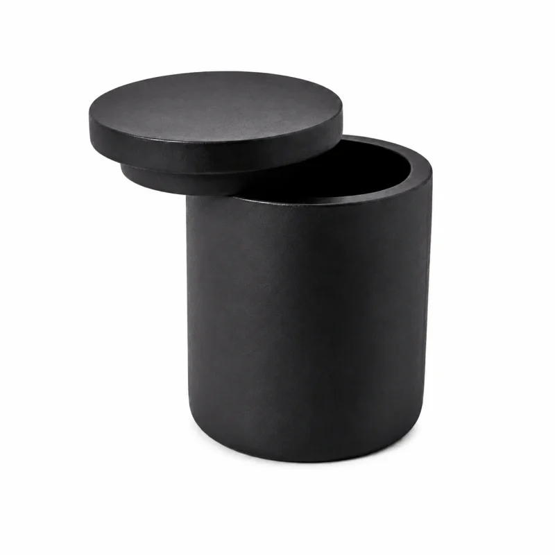 6.5 oz Concrete Candle Jar With Lid, Black