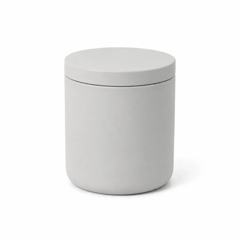 6.5 oz Concrete Candle Jar With Lid, Gray
