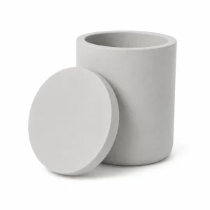 6.5 oz Concrete Candle Jar With Lid, Gray