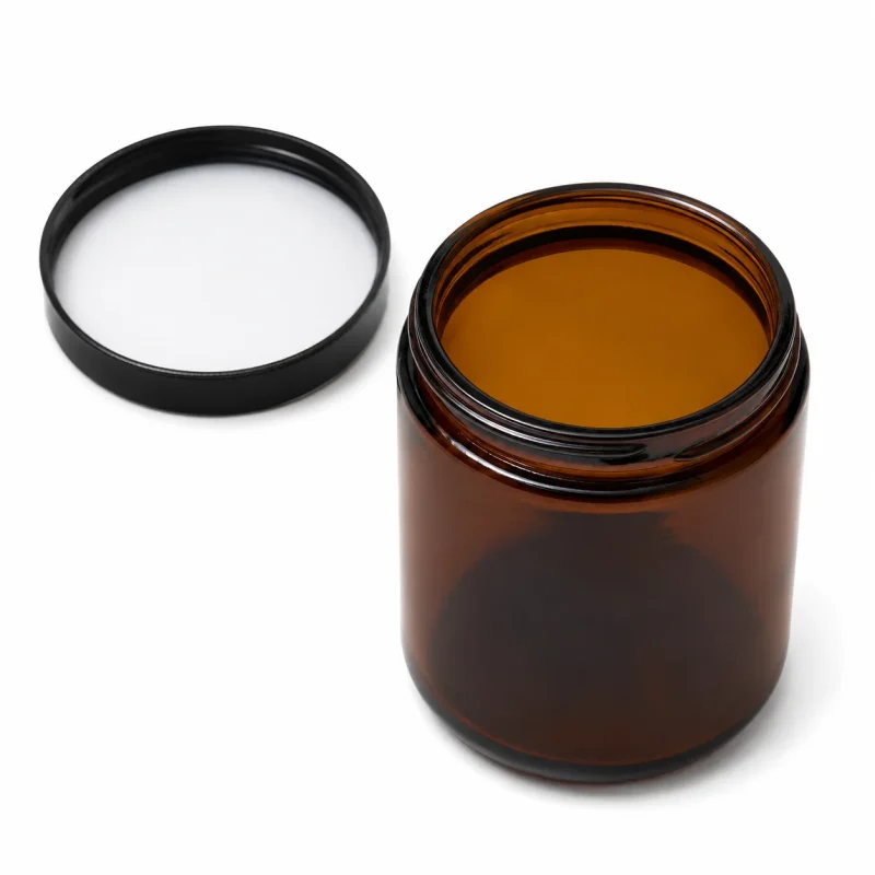 6.5 oz Glass Jar With Lid, Amber