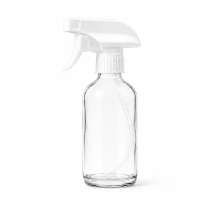 8 oz Clear Glass Spray Bottle With White Trigger