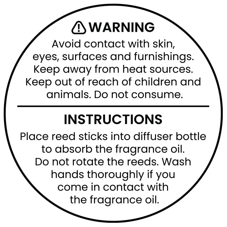 1.5" Circle Reed Diffuser Warning Label 1 Reed Diffuser Warning Label
